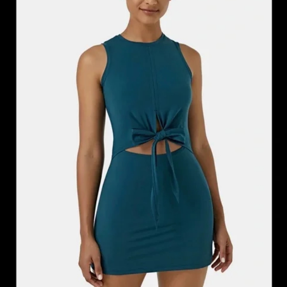 Halara Everyday Activity Dress sz S Activewear Wrap Tie Front Dress with Cutout